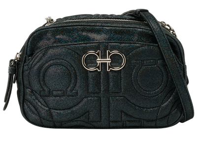 Gancini Camera Bag, &pound;210, Handbags, Navy, Fabric, Front view